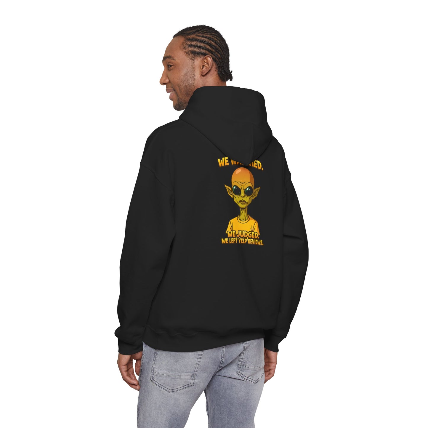 Alien Graphic Hoodie - "We Judged, We’ve Deported" Satirical UFO Sweatshirt