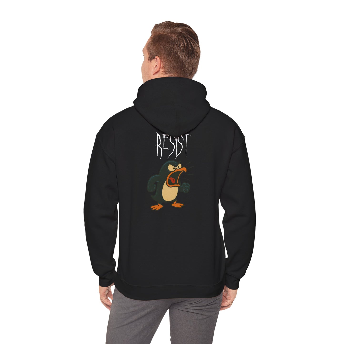 Angry Penguin Graphic Hoodie — 'ROAR' Retro Cartoon Streetwear