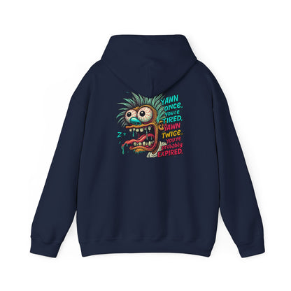 Skater Monster Graphic Hoodie — “Yawn Once, Yawn Twice, Never Appear” Retro Skate Pullover