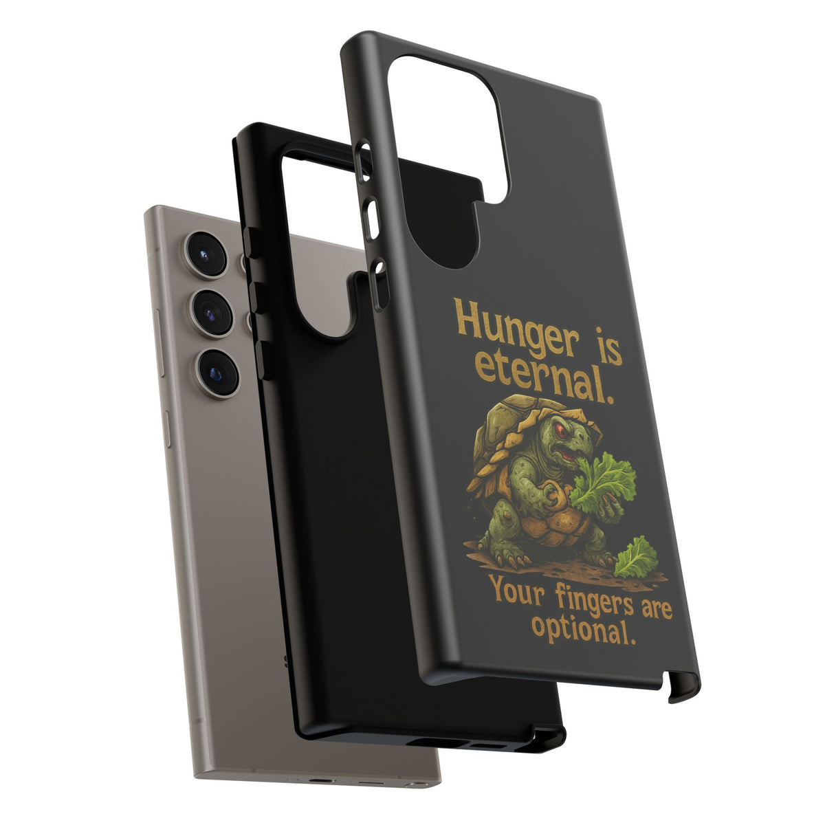Phone Case — 'Hunger Is Eternal, Your Fingers Are Optional' Turtle Snack Graphic