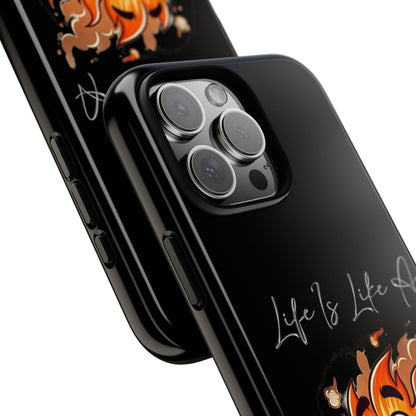 Cute Flaming Dumpster Phone Case — "Life Is Lit" Funny Burnout Phone Cover