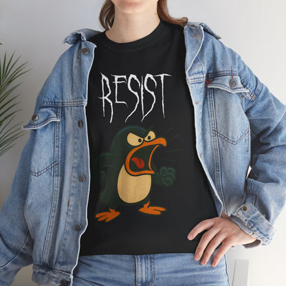 Resist Penguin Unisex Heavy Cotton Tee | Protest Shirt, Gift for Activists,