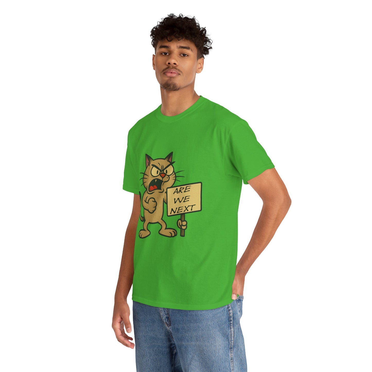 Protest Cat Unisex Heavy Cotton Tee, Funny Cat T-Shirt, Cat Lover Gift, Animal