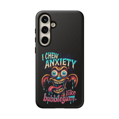 Phone Case — "I Chew Anxiety Like Bubblegum" Retro Monster Design
