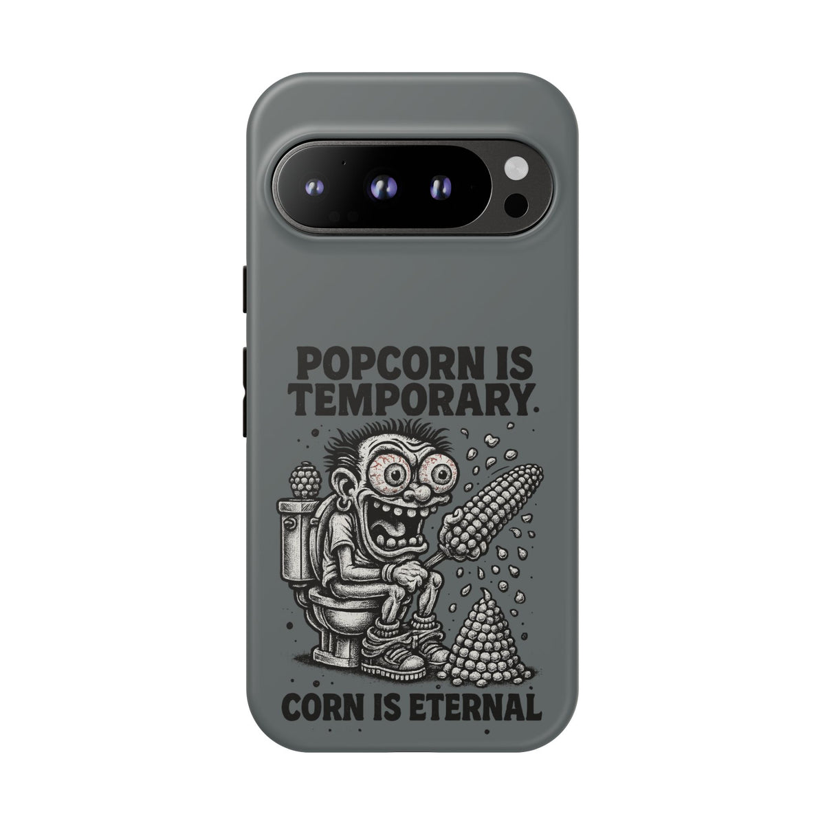 Phone Case — "Popcorn Is Temporary, Corn Is Eternal" Retro Zombie Corn Design