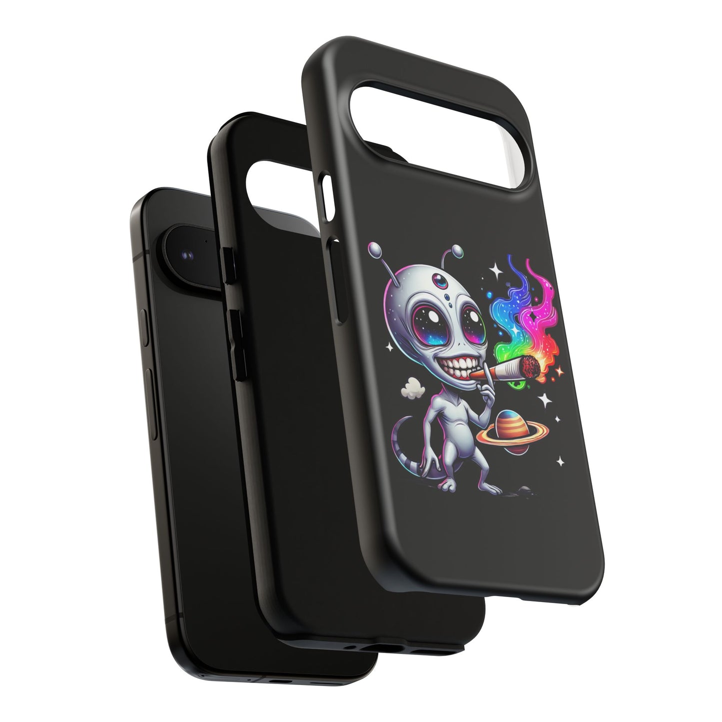 Alien Smoking Rainbow Galaxy Phone Case — Cute Cosmic Art Tough Case