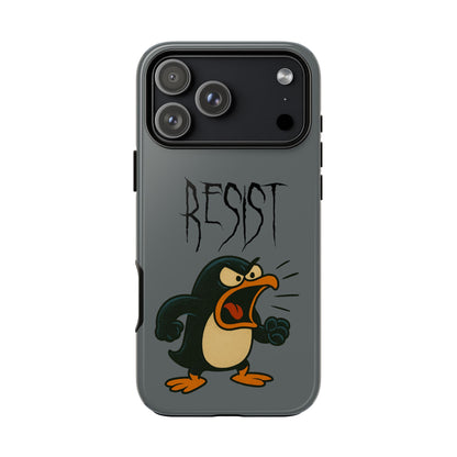 Resist Angry Penguin Phone Case — Protective iPhone Case with Bold Cartoon Design