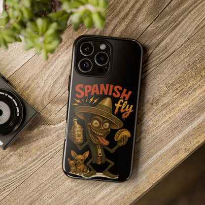 Spanish Fly Tough Phone Case — Retro Skull Sombrero Design