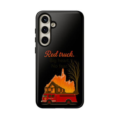 Phone Case — 'Red truck' Fire Truck Design, Vintage Firefighter Gift