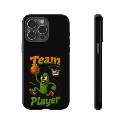 Team Player Basketball Phone Case — Cute Cartoon Pickle Dunk Phone Cover