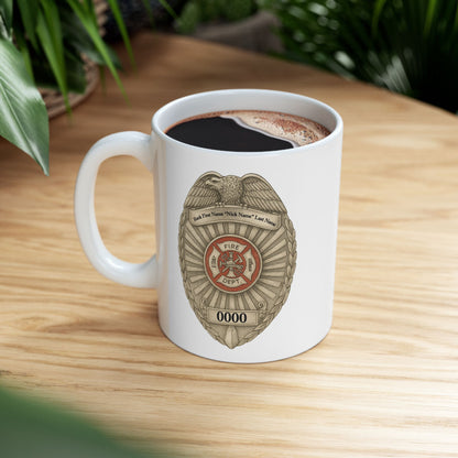 Flames Test Metal – Courage Defines the Firefighter Mug