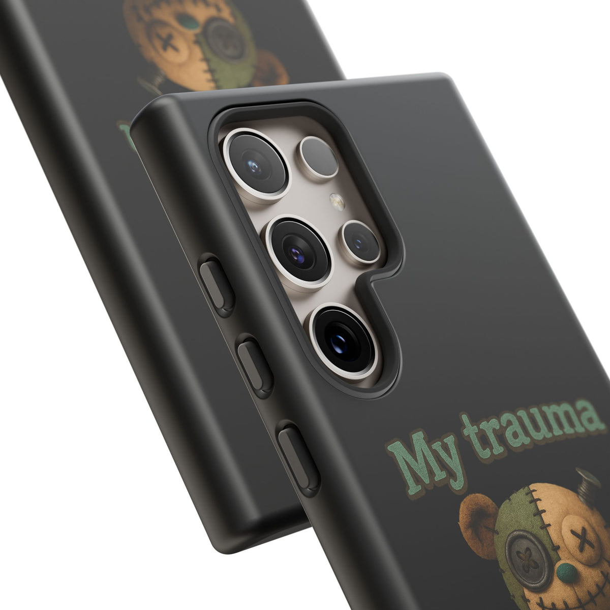 Phone Case — 'My Trauma Runs on AA Batteries' Creepy Voodoo Teddy Protective Cover