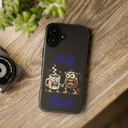 Coffee & Tea Fight Phone Case — Funny Kawaii Beverage Cartoon Tough Cases