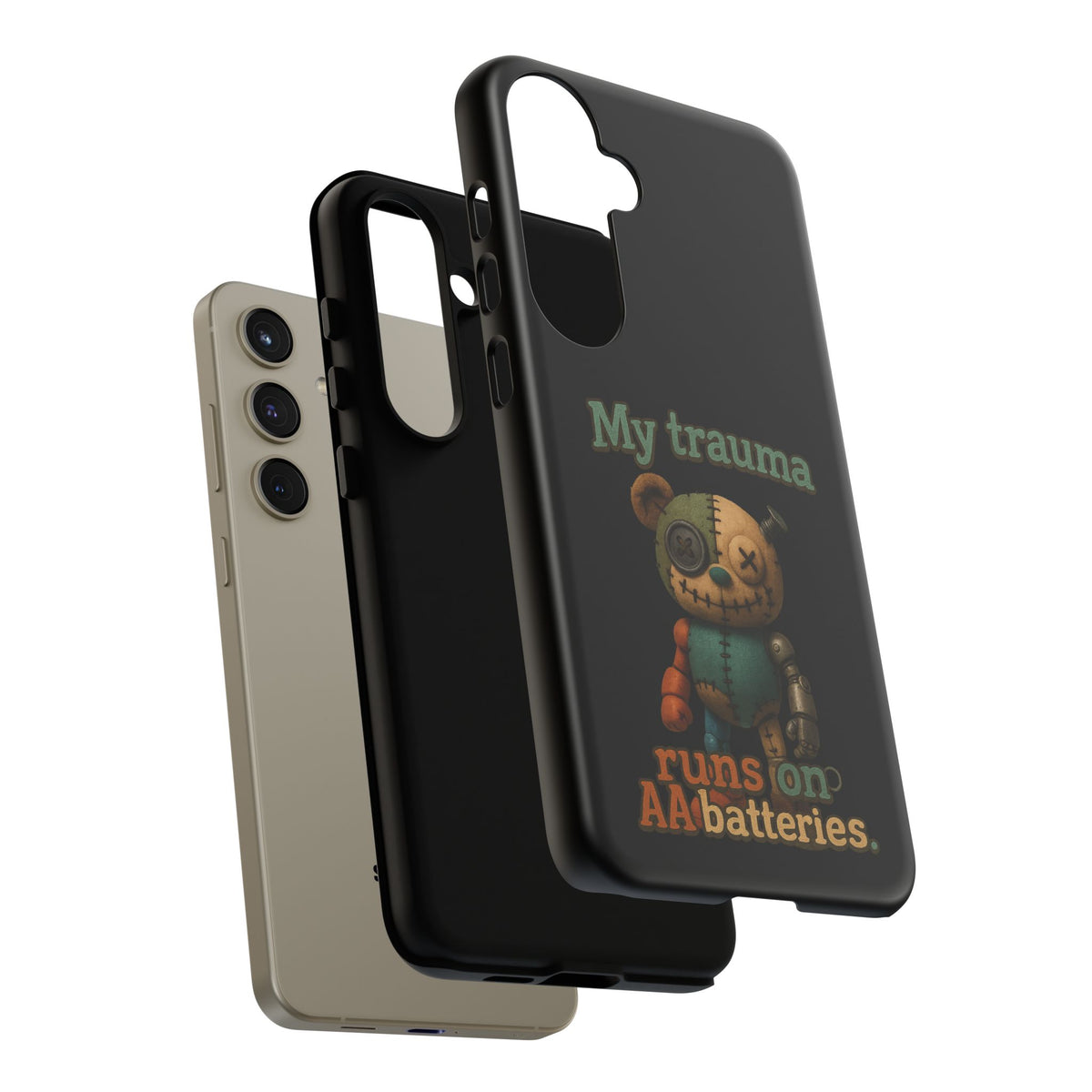 Phone Case — 'My Trauma Runs on AA Batteries' Creepy Voodoo Teddy Protective Cover