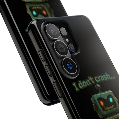 Phone Case — "I Don't Crash... I Recalibrate" Retro Robot Protective Cover