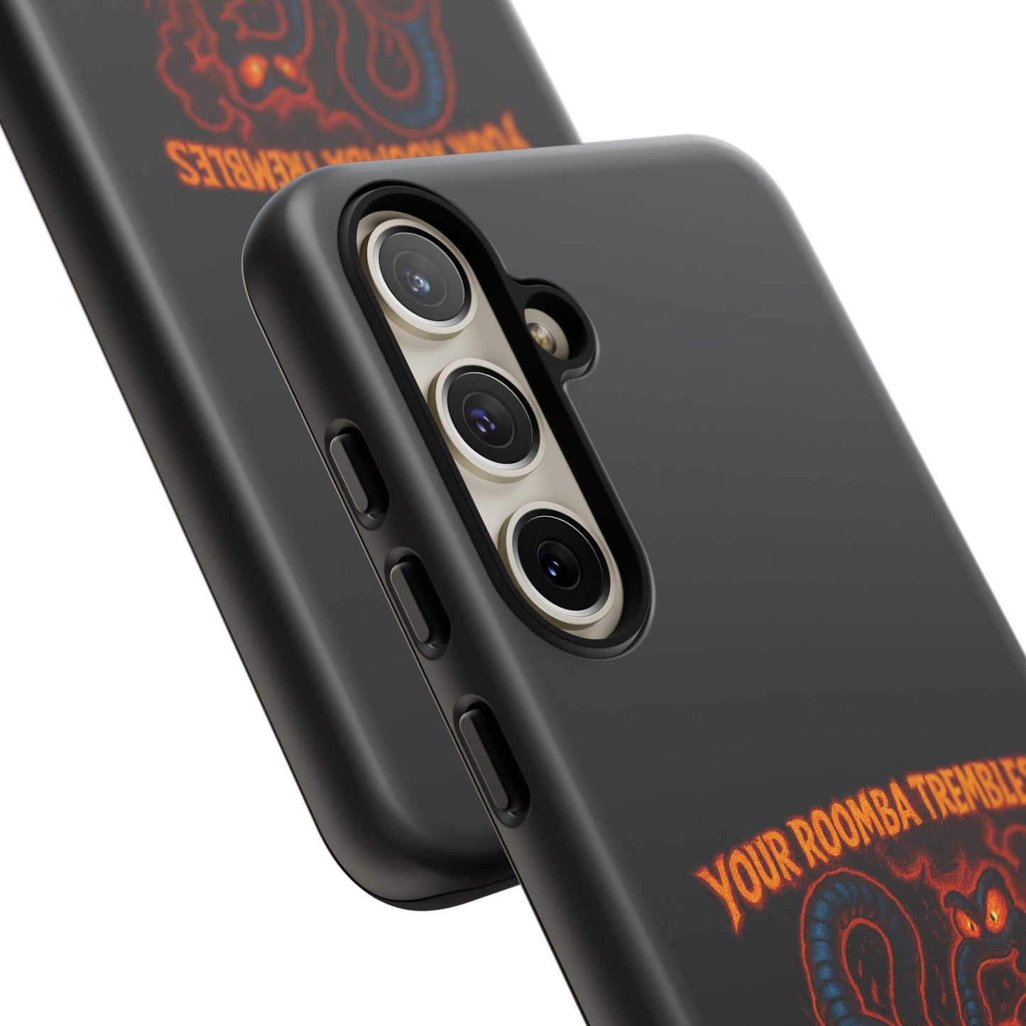 Phone Case — "Your Roomba Trembles at My Name" Fiery Cat Design