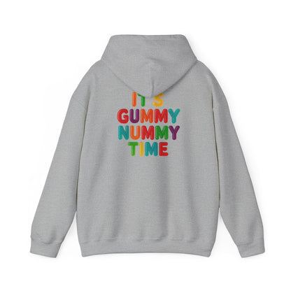 Gummy Nummy Time Hoodie — Colorful Retro Candy Phrase Pullover