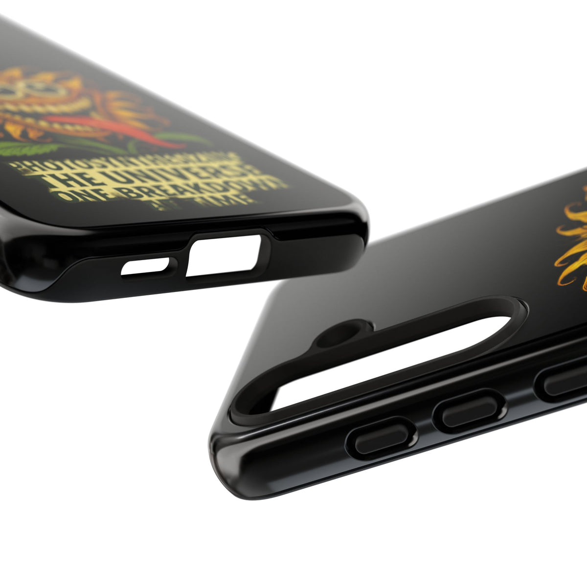 Phone Case - Smiling Sunflower Design with "Photosynthesizing the Universe One Breakdown at a Time"