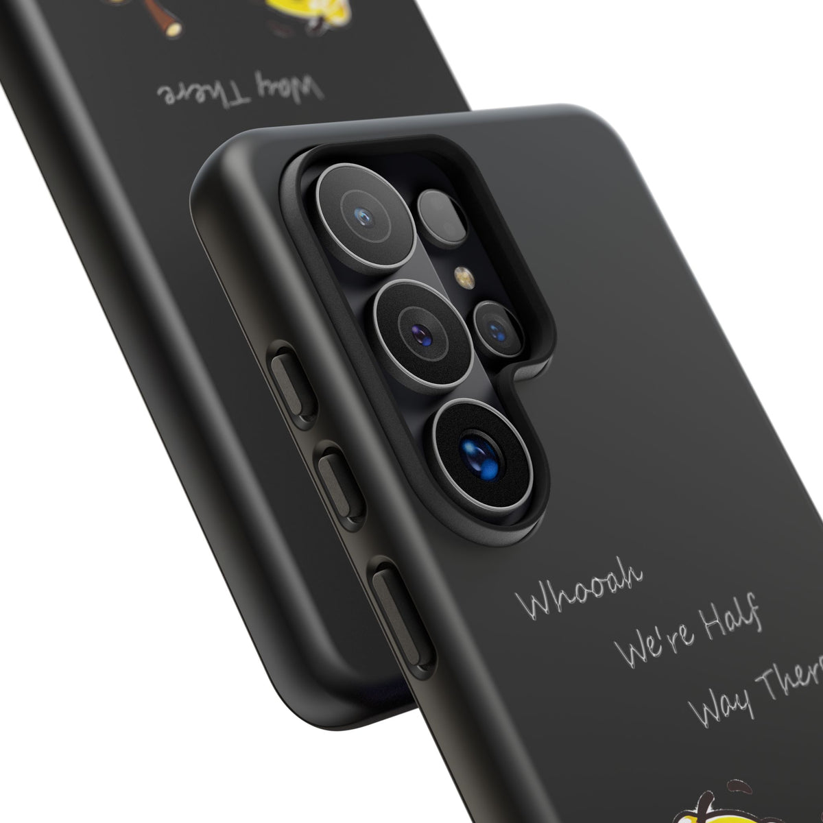 Phone Case - Playful Pear & Lemon Illustration with “Whooah We're Half Way There”