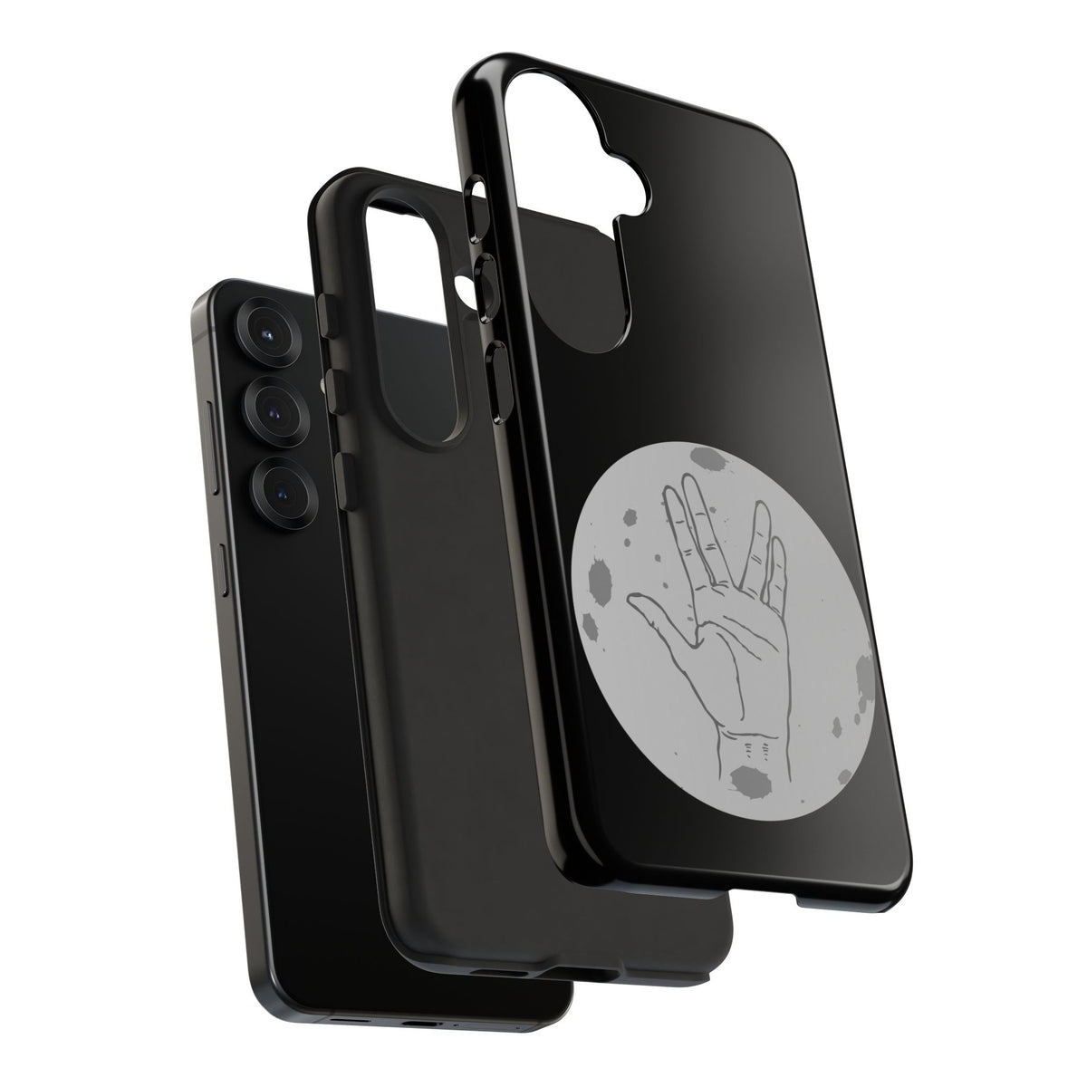 Spock Live Long Phone Case — Vulcan Salute Moon Graphic
