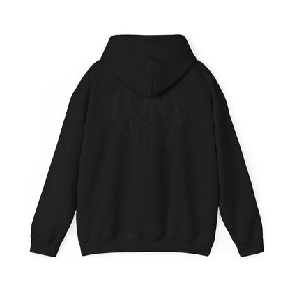 Hoodie — Black Heart Typography “Love” Graphic Pullover
