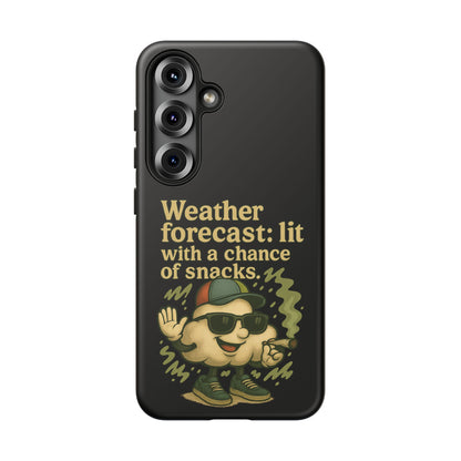 Phone Case — "Weather Forecast: Lit with a Chance of Snacks" Retro Graphic
