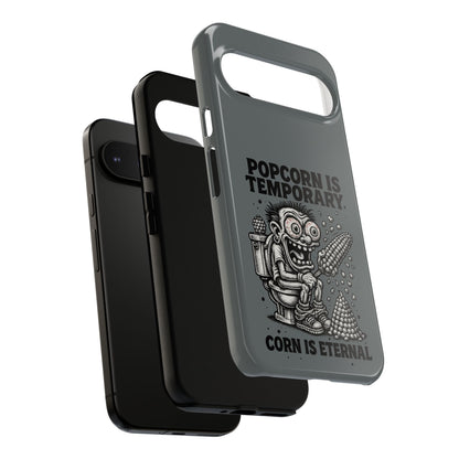 Phone Case — "Popcorn Is Temporary, Corn Is Eternal" Retro Zombie Corn Design