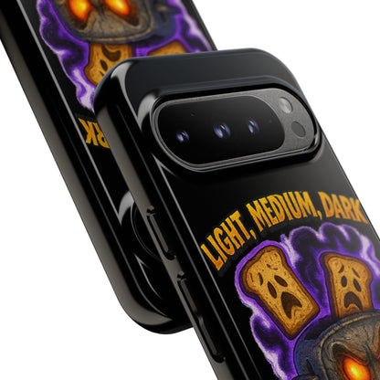 Phone Case — 'Light, Medium, Dark or Eternal Blackened Torment?' Spooky Toast & Toaster Horror Design