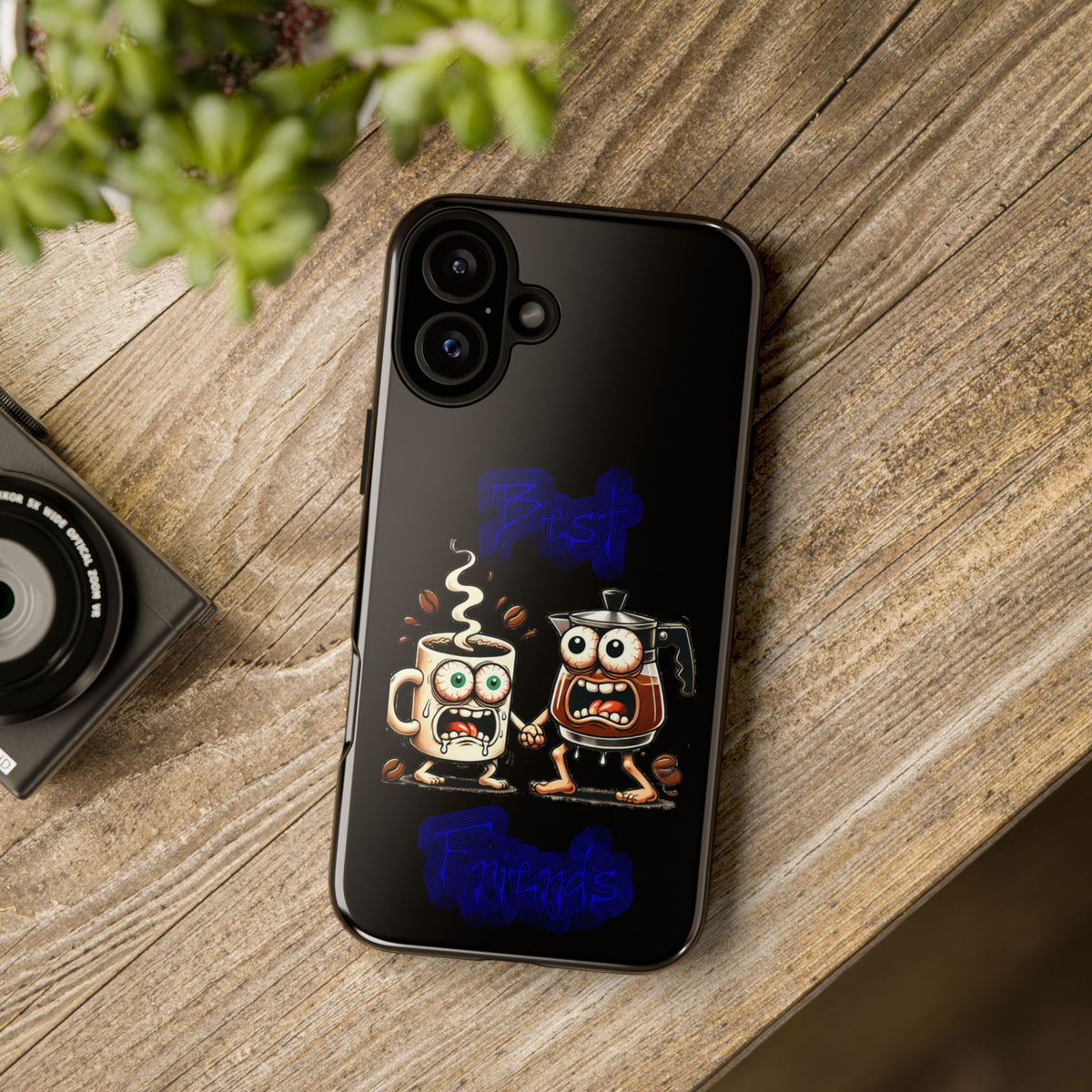 Coffee & Tea Fight Phone Case — Funny Kawaii Beverage Cartoon Tough Cases