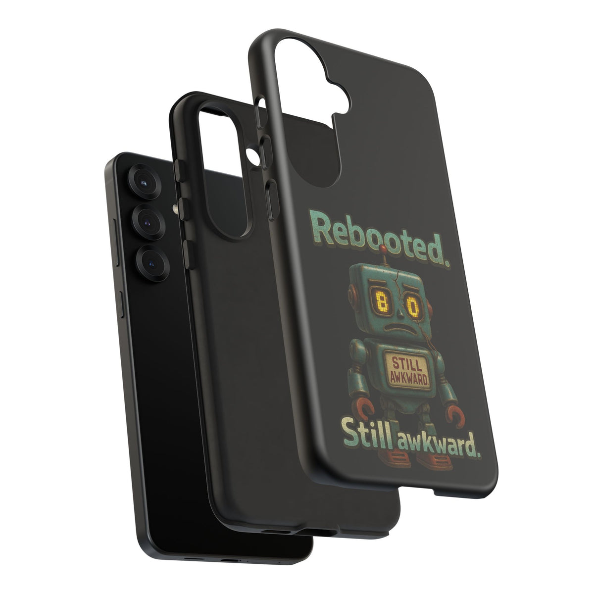 Phone Case — 'Rebooted. Still Awkward.' Retro Robot Protective Cover