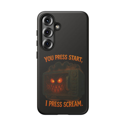 Phone Case — "You Press Start, I Press Scream" Spooky Retro Game Controller Design