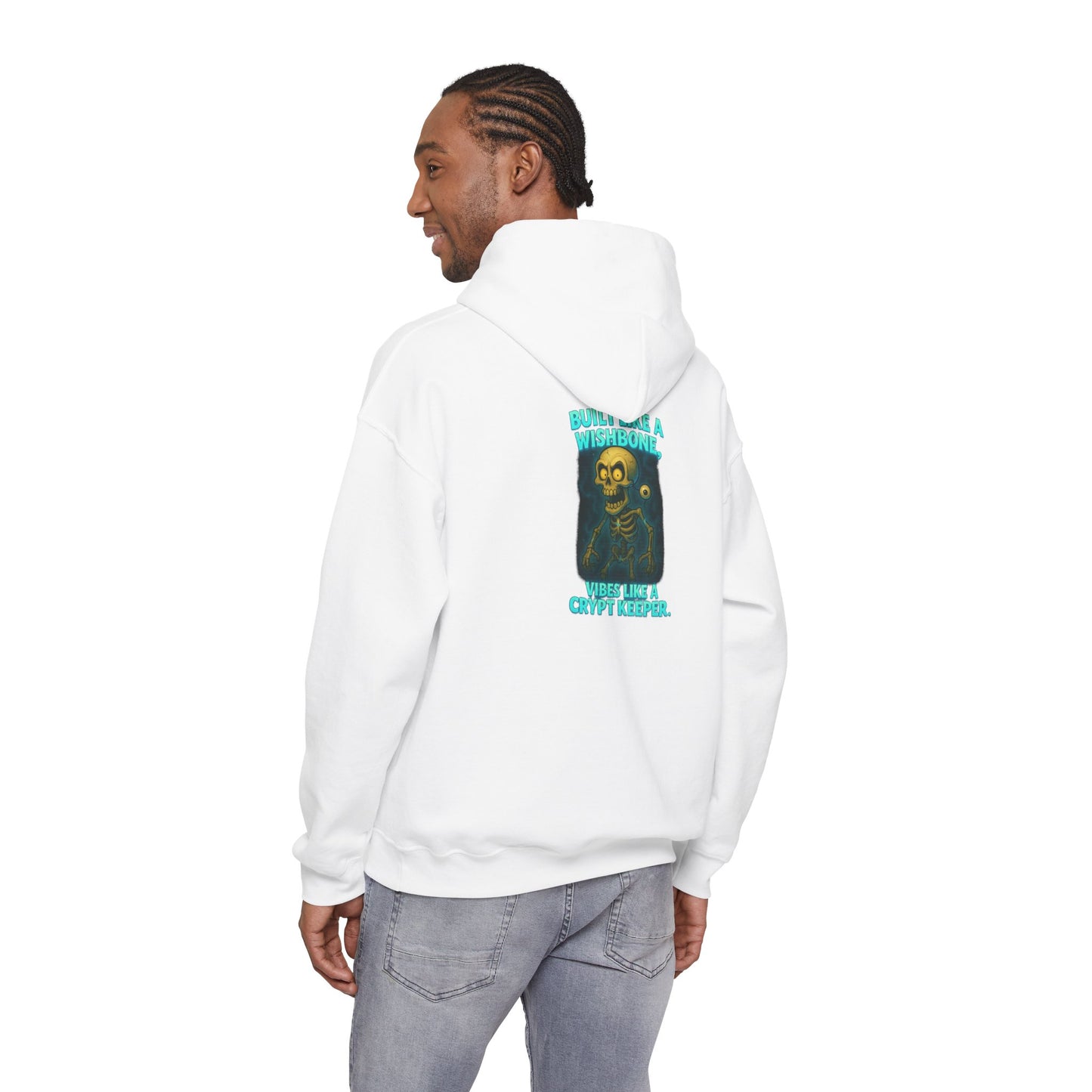 Skull Vintage Graphic Hoodie — "Built Like A Wishbone" Creepy Cute Pullover