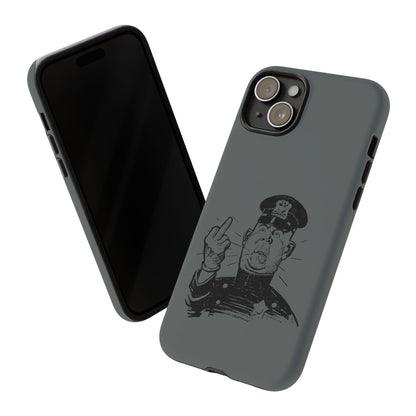 Vintage Cop Middle Finger Phone Case — Edgy Retro iPhone Protective Cover