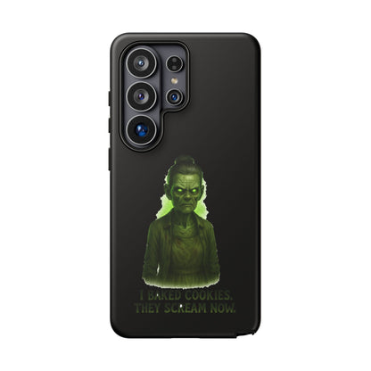 Spooky Green Ghost Phone Case — "I Baked Cookies, They Scream Now" Horror iPhone Cover