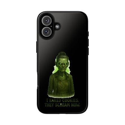 Spooky Green Ghost Phone Case — "I Baked Cookies, They Scream Now" Horror iPhone Cover