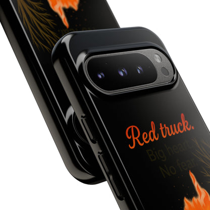 Phone Case — 'Red truck' Fire Truck Design, Vintage Firefighter Gift