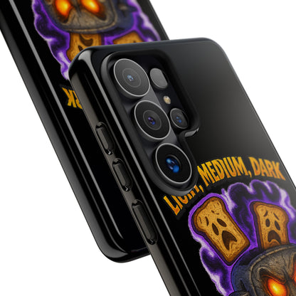 Phone Case — 'Light, Medium, Dark or Eternal Blackened Torment?' Spooky Toast & Toaster Horror Design
