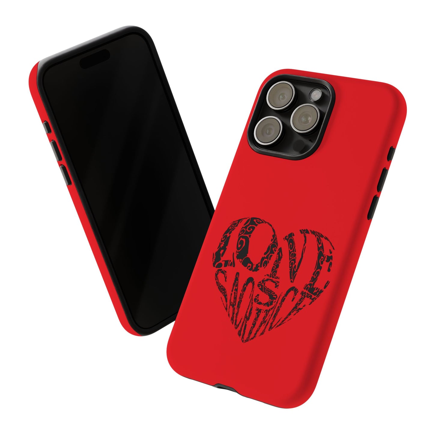 Red 'Love Justice' Heart Phone Case — Protective iPhone Cover, Valentine’s Gift