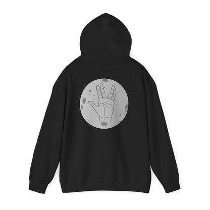 Vulcan Salute Hoodie — Retro Space Hand Graphic Pullover