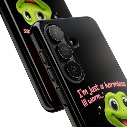 Phone Case — “I’m Just a Harmless Lil Worm… With Chaotic Intentions” Cute Cartoon Worm Design
