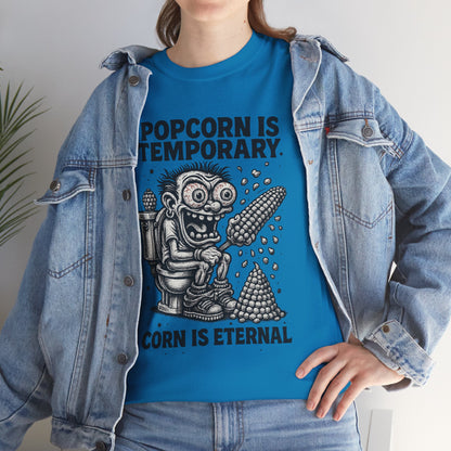 Popcorn Is Temporary Corn Is Eternal T-Shirt | Retro Skull Corn Design