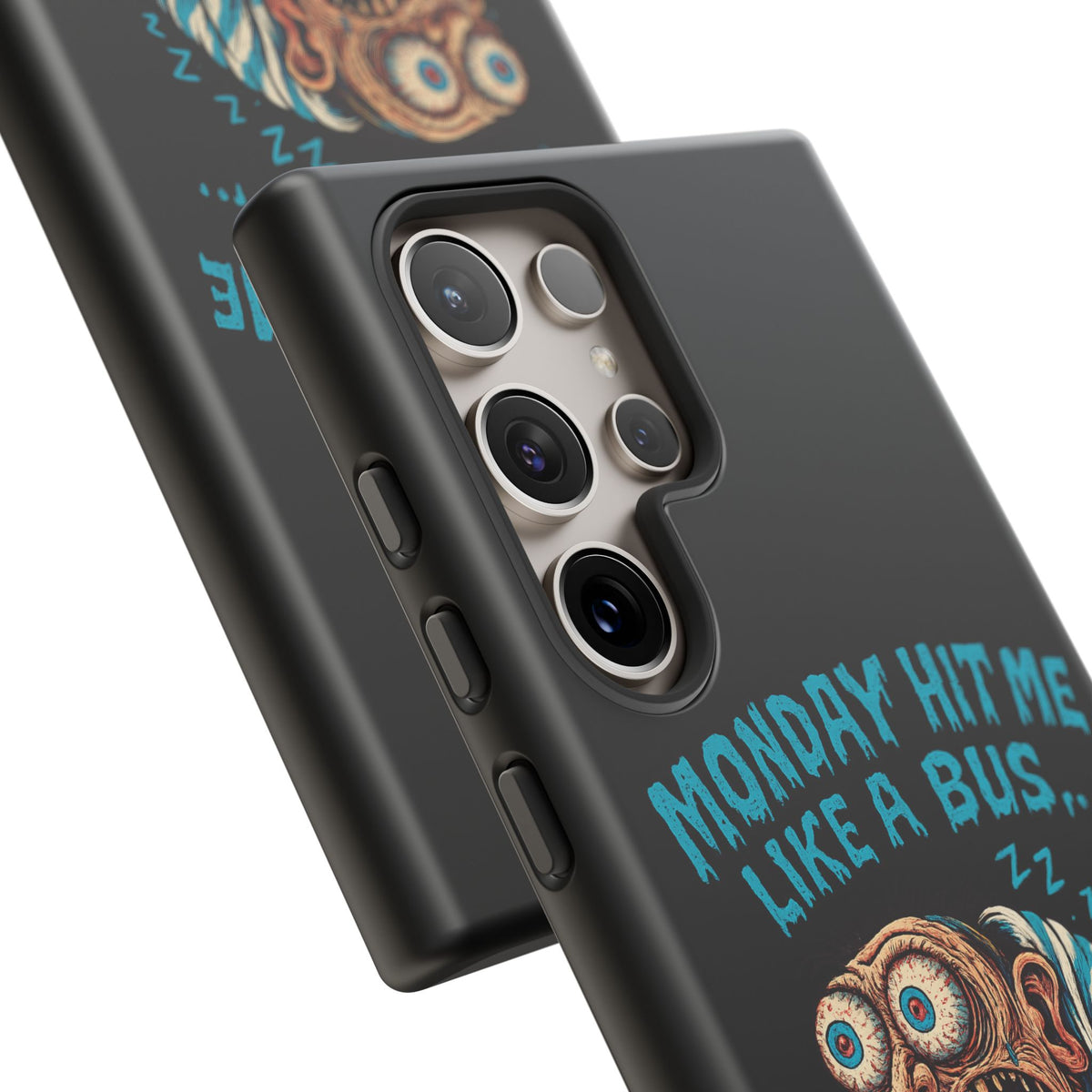 Phone Case — "Monday Hit Me Like a Bus... Then Reversed" Funny Grotesque Zombie Design