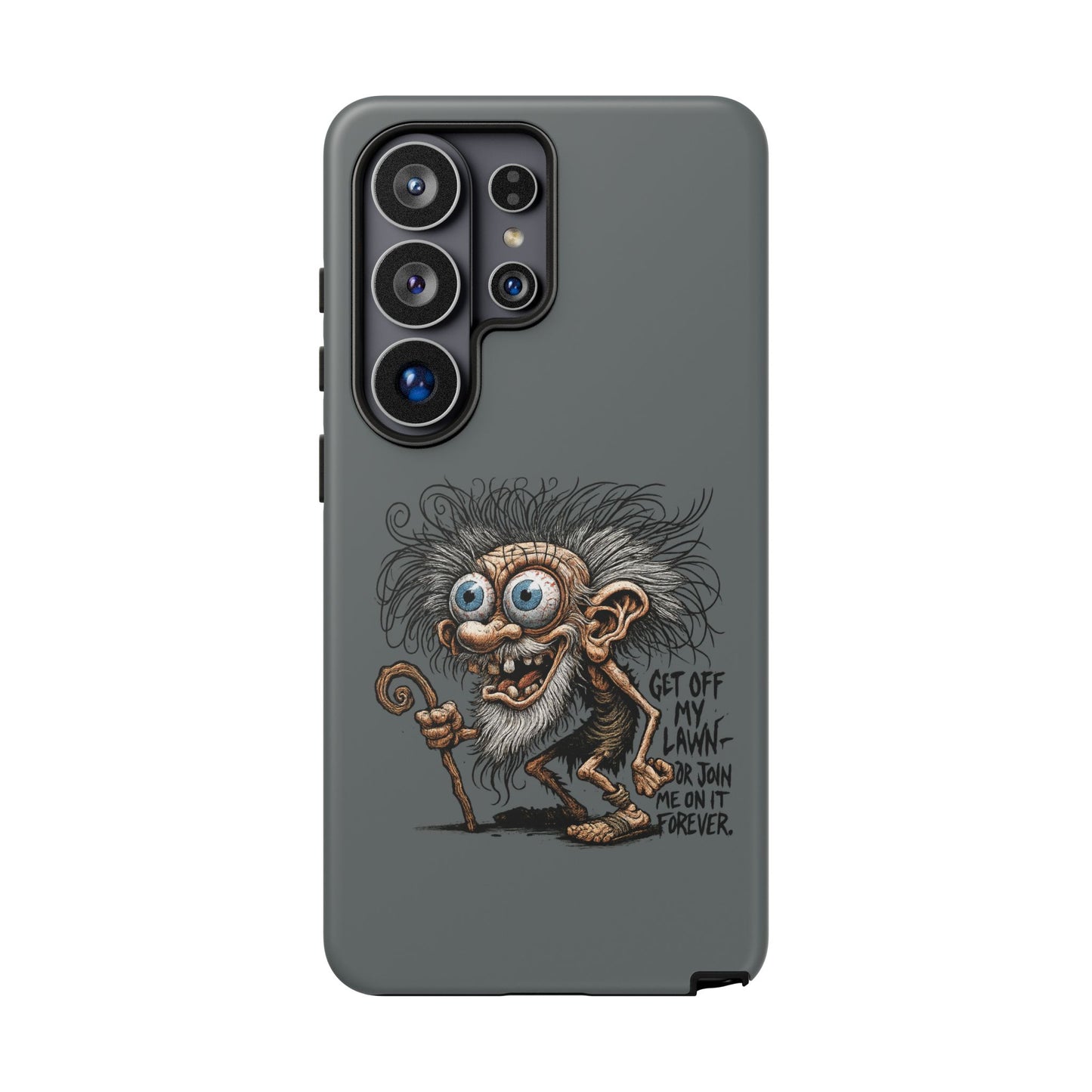 Phone Case — Funny Grumpy Troll Design: “Get Off My Lawn” Protective Cover