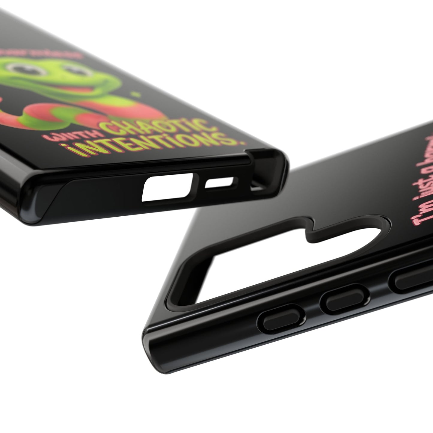 Phone Case — “I’m Just a Harmless Lil Worm… With Chaotic Intentions” Cute Cartoon Worm Design