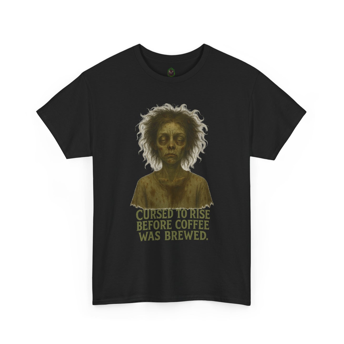 Cursed to Rise Before Coffee Tee | Zombie Morning Coffee Shirt