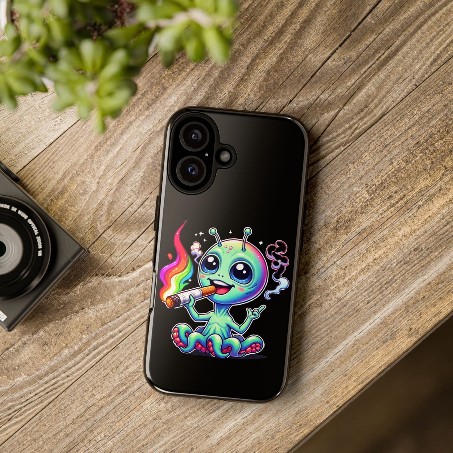 Alien Smoking Rainbow Joint Phone Case — Cute Psychedelic Cannabis iPhone Cover
