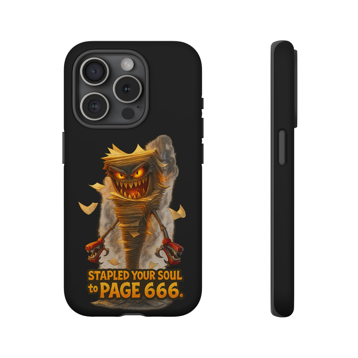 Phone Case — Halloween Mummy Creature “Stapled Your Soul to Page 666” Horror Design