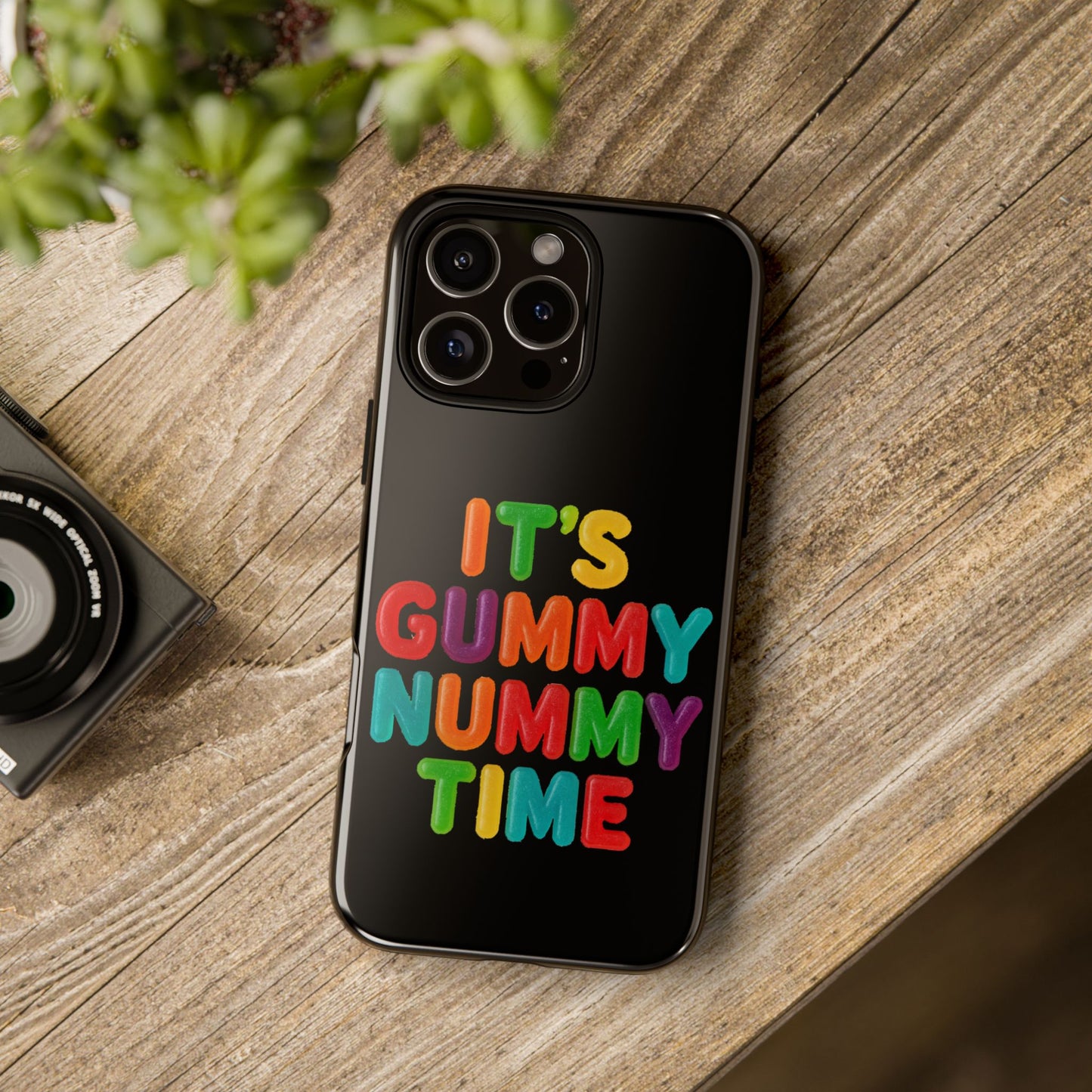 Phone Case — "It's Gummy Nummy Time" Colorful Candy Lettering Protective Case