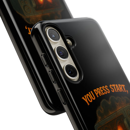 Phone Case — "You Press Start, I Press Scream" Spooky Retro Game Controller Design
