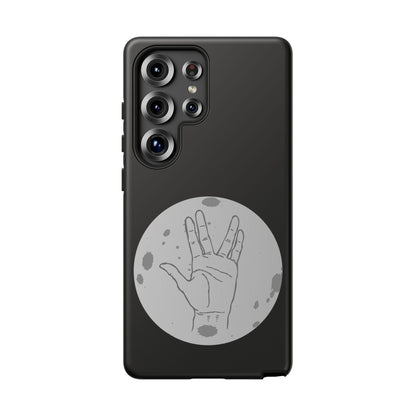 Spock Live Long Phone Case — Vulcan Salute Moon Graphic